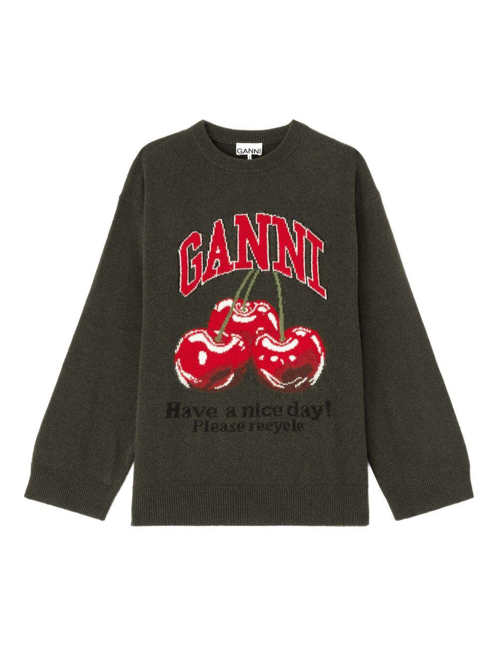 Maglione con intarsio cherry multicolore Ganni - donna 