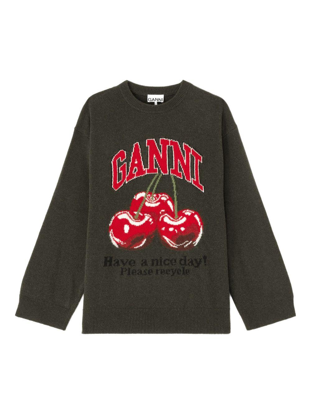Maglione con intarsio cherry multicolore Ganni - donna 