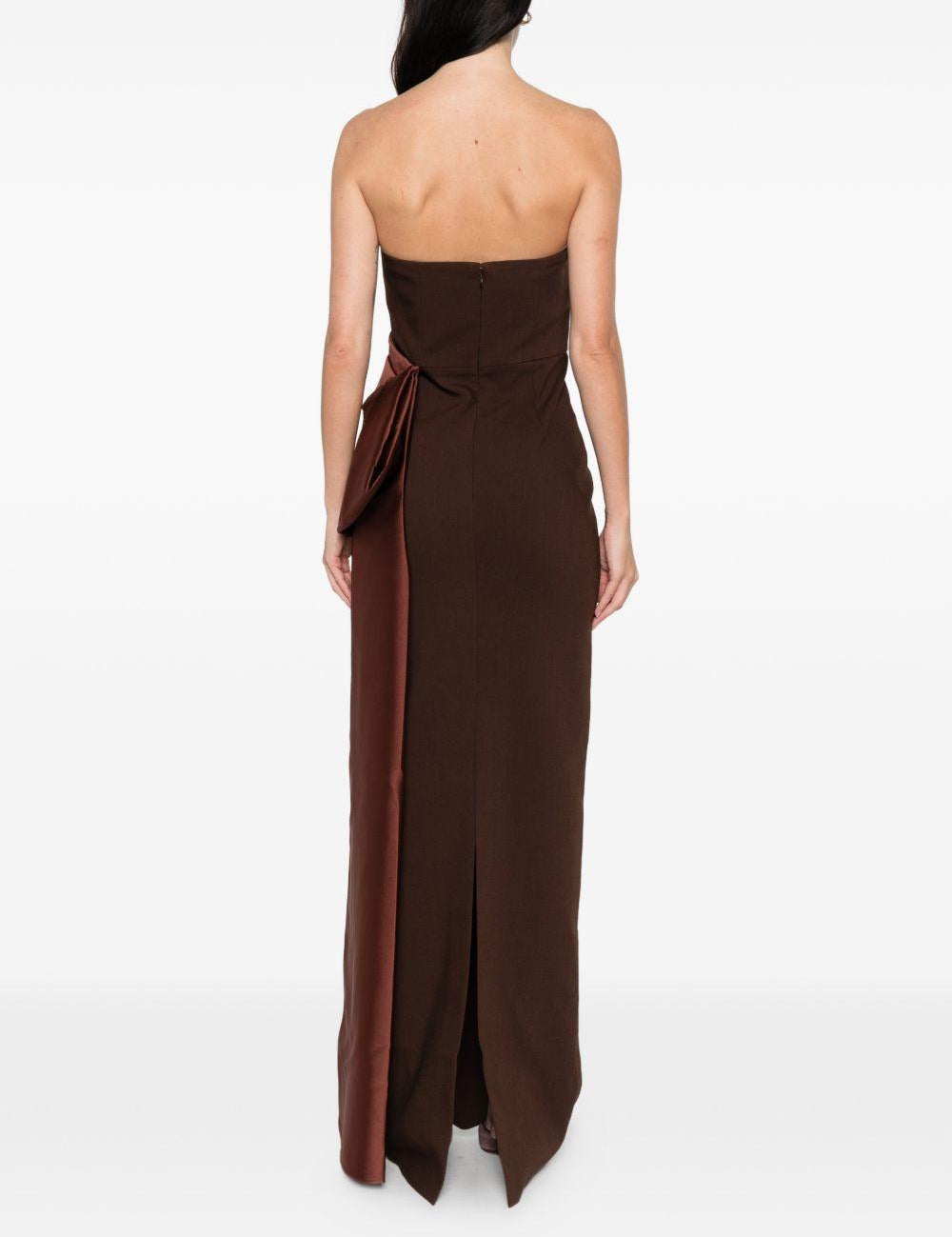 Abito bustier in crêpe e taffetà in marrone Roland mouret - donna 
