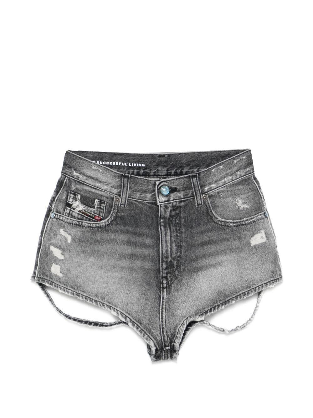 Shorts in denim con cut-out de-lunar in grigio Diesel - donna 
