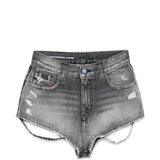 Shorts in denim con cut-out de-lunar in grigio Diesel - donna 