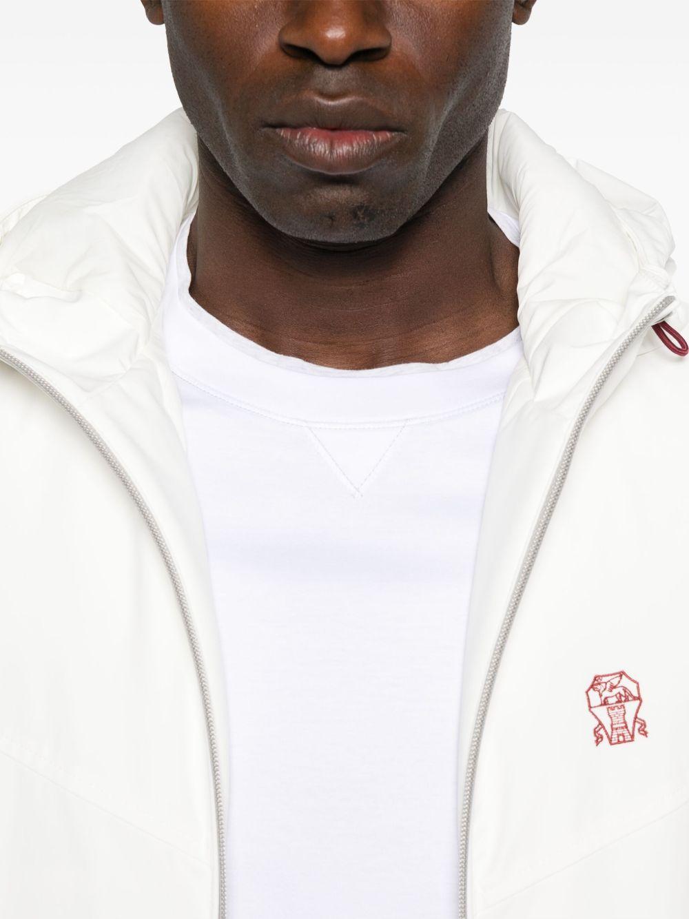 T-shirt con logo a girocollo in bianco Brunello cucinelli - uomo 