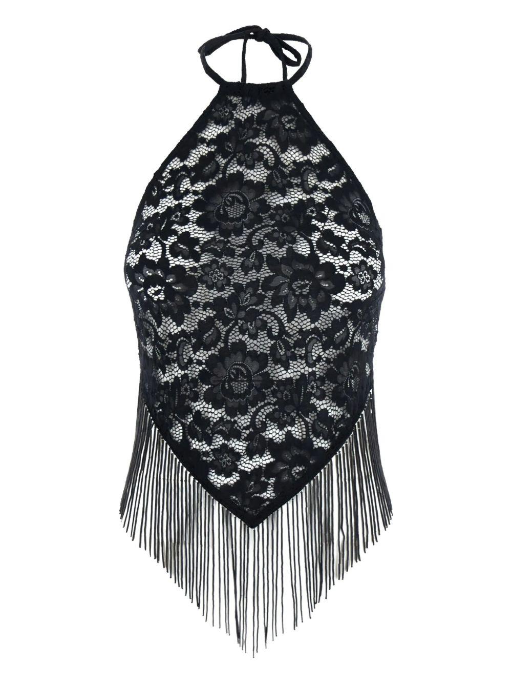 Top in pizzo a fiori in nero Venuja - donna 
