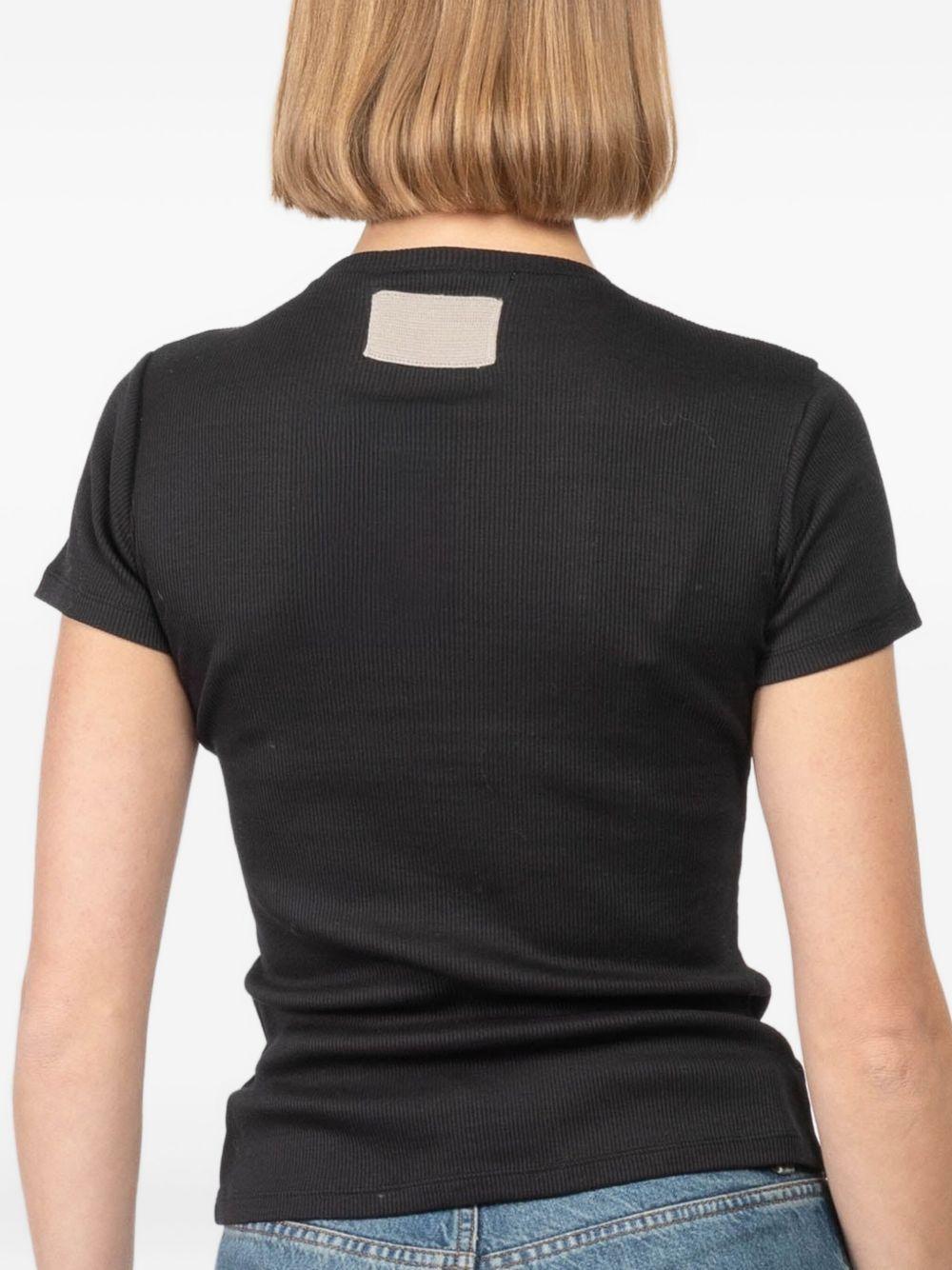 T-shirt a costine con girocollo in nero Aya muse - donna 