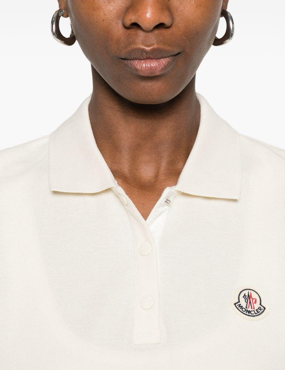 Polo a maniche corte in avorio Moncler - donna 