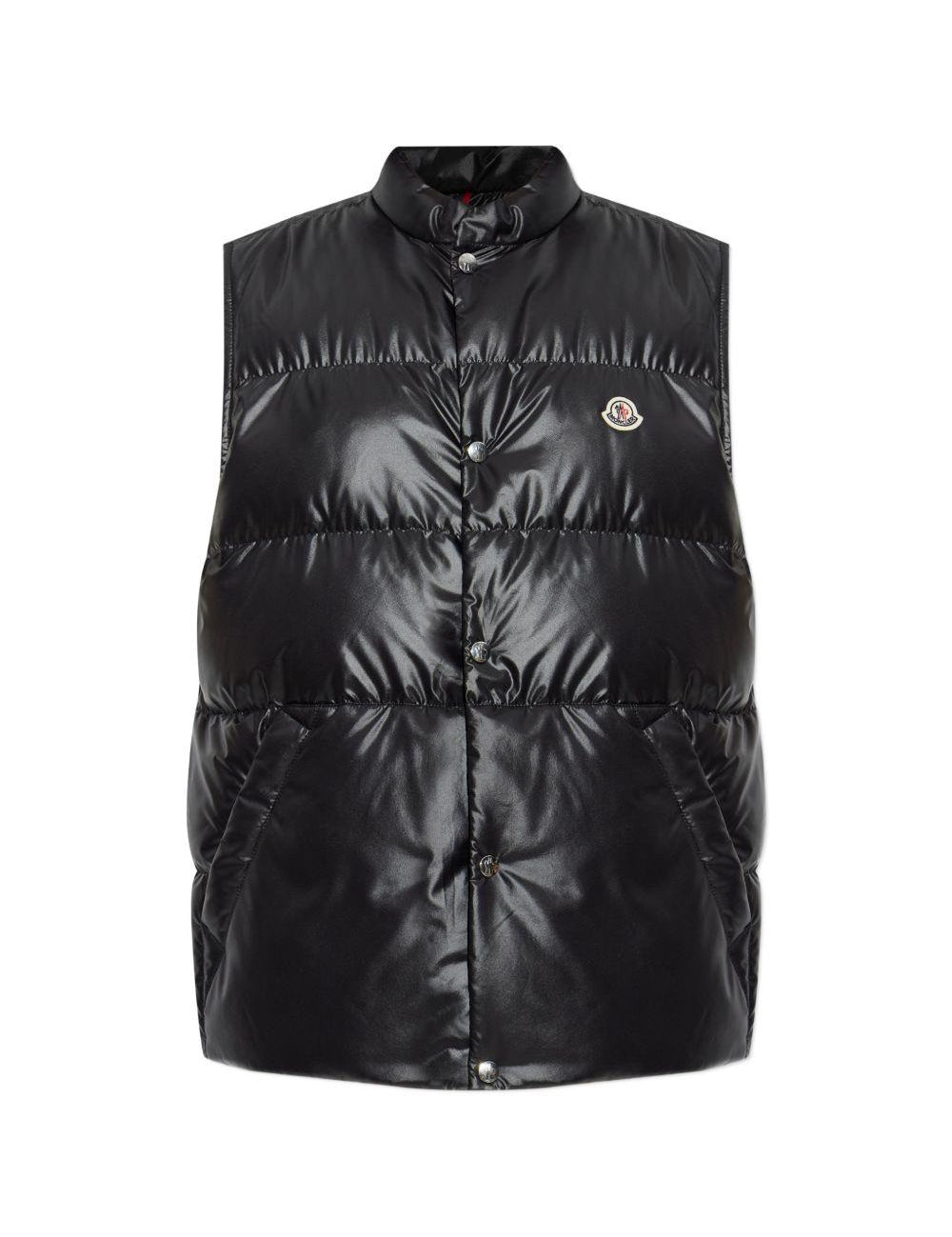 Gilet imbottito con patch logo in nero Moncler - uomo 