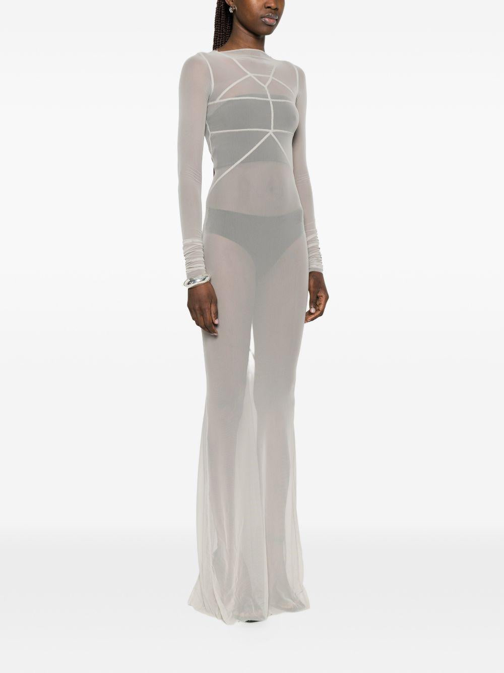 Abito maxi a pannelli temple in grigio Rick Owens - donna 