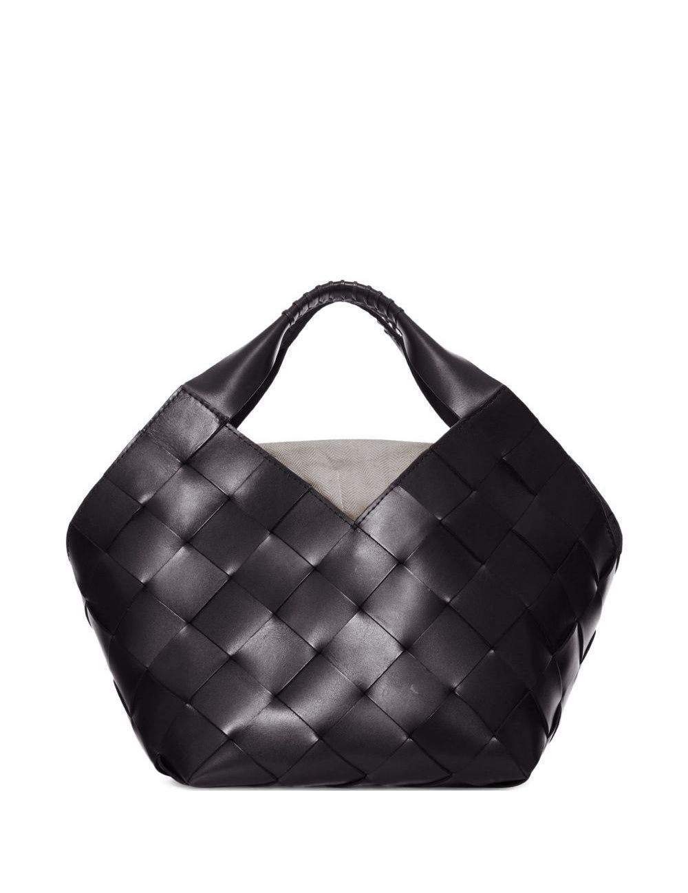 Borsa in pelle intrecciata botteghe in nero Dragon diffusion - donna 