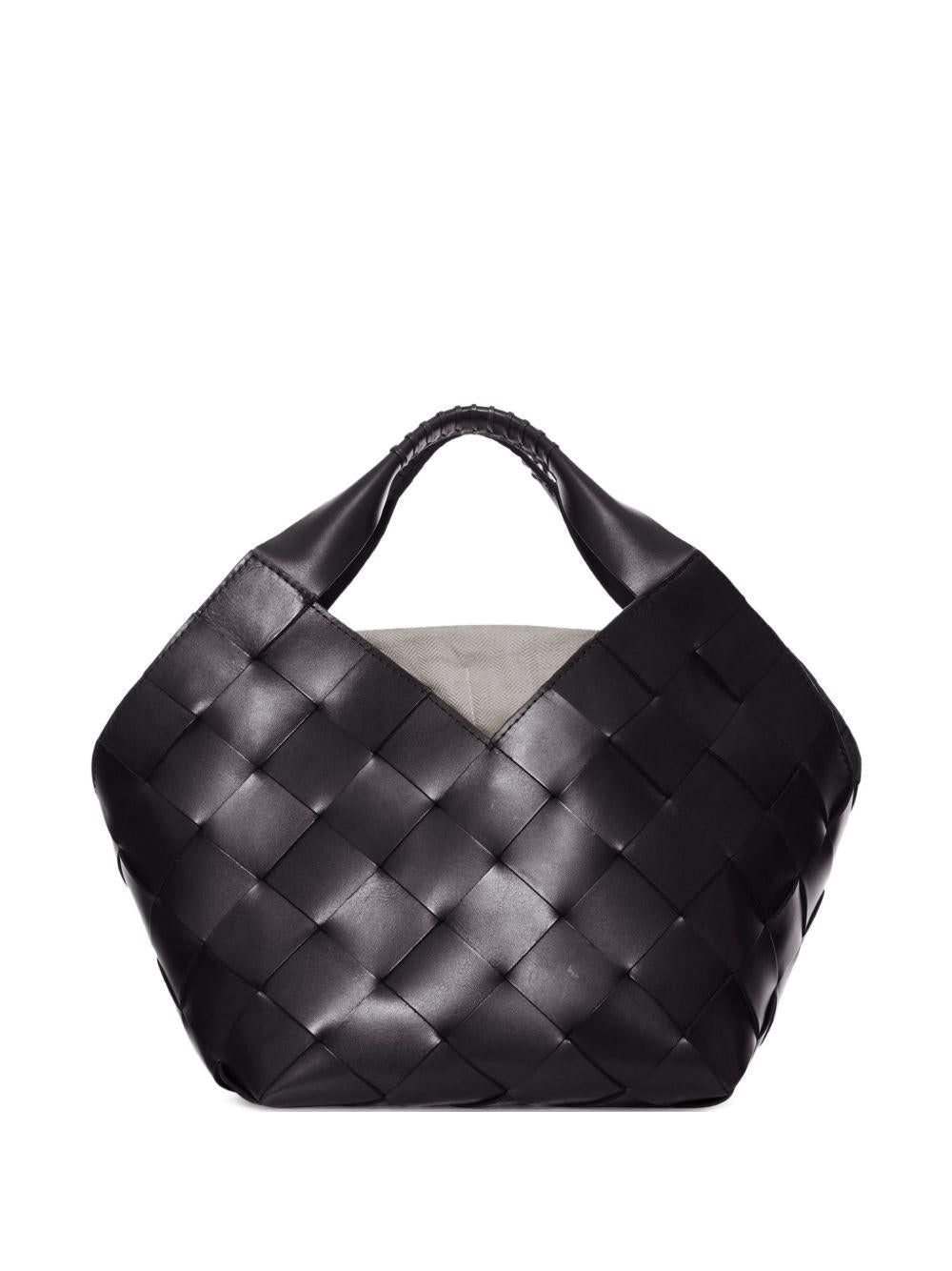 Borsa in pelle intrecciata botteghe in nero Dragon diffusion - donna 