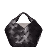 Borsa in pelle intrecciata botteghe in nero Dragon diffusion - donna 