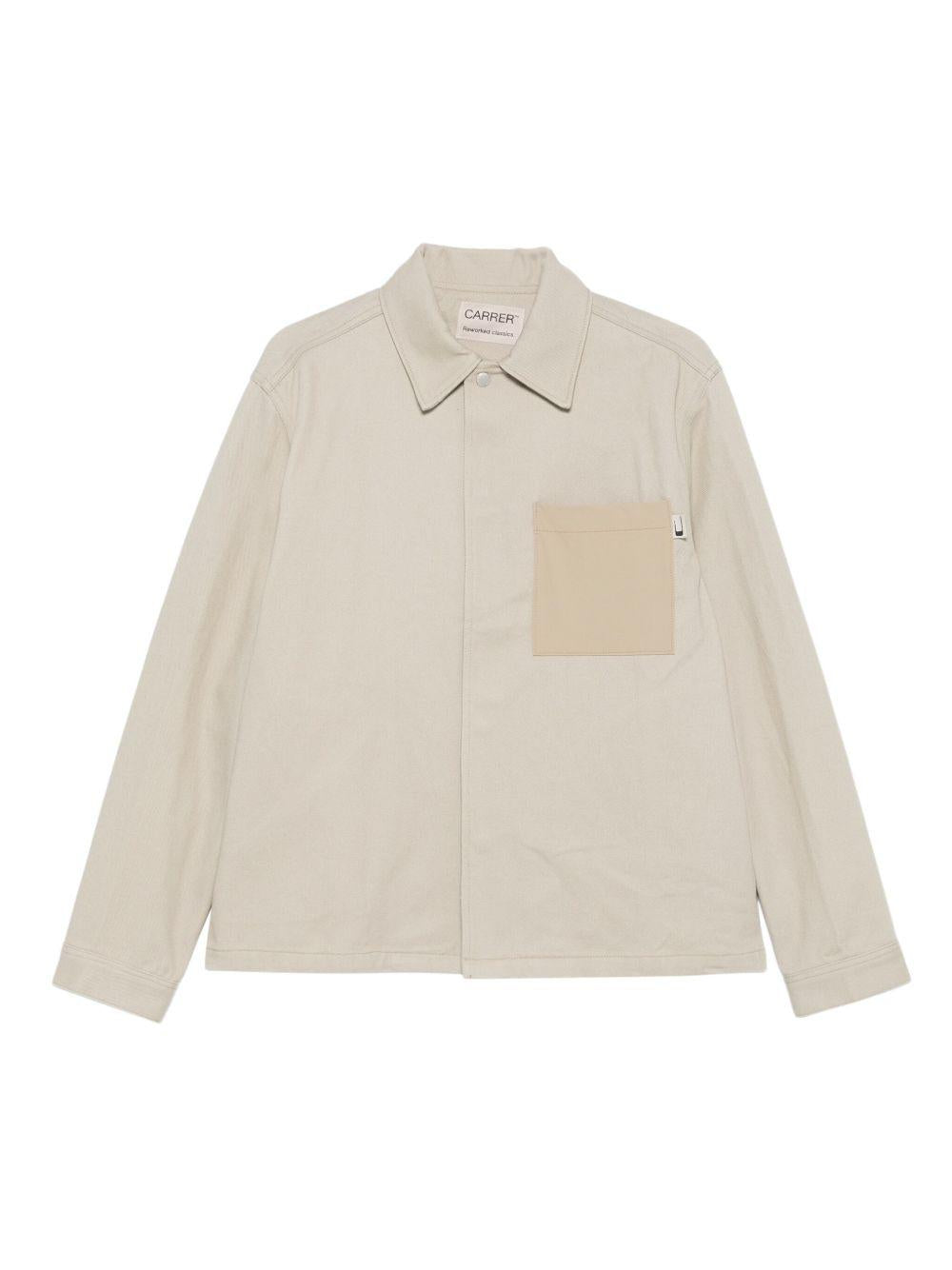 Giacca-camicia con tasca in beige Carrer - unisex 