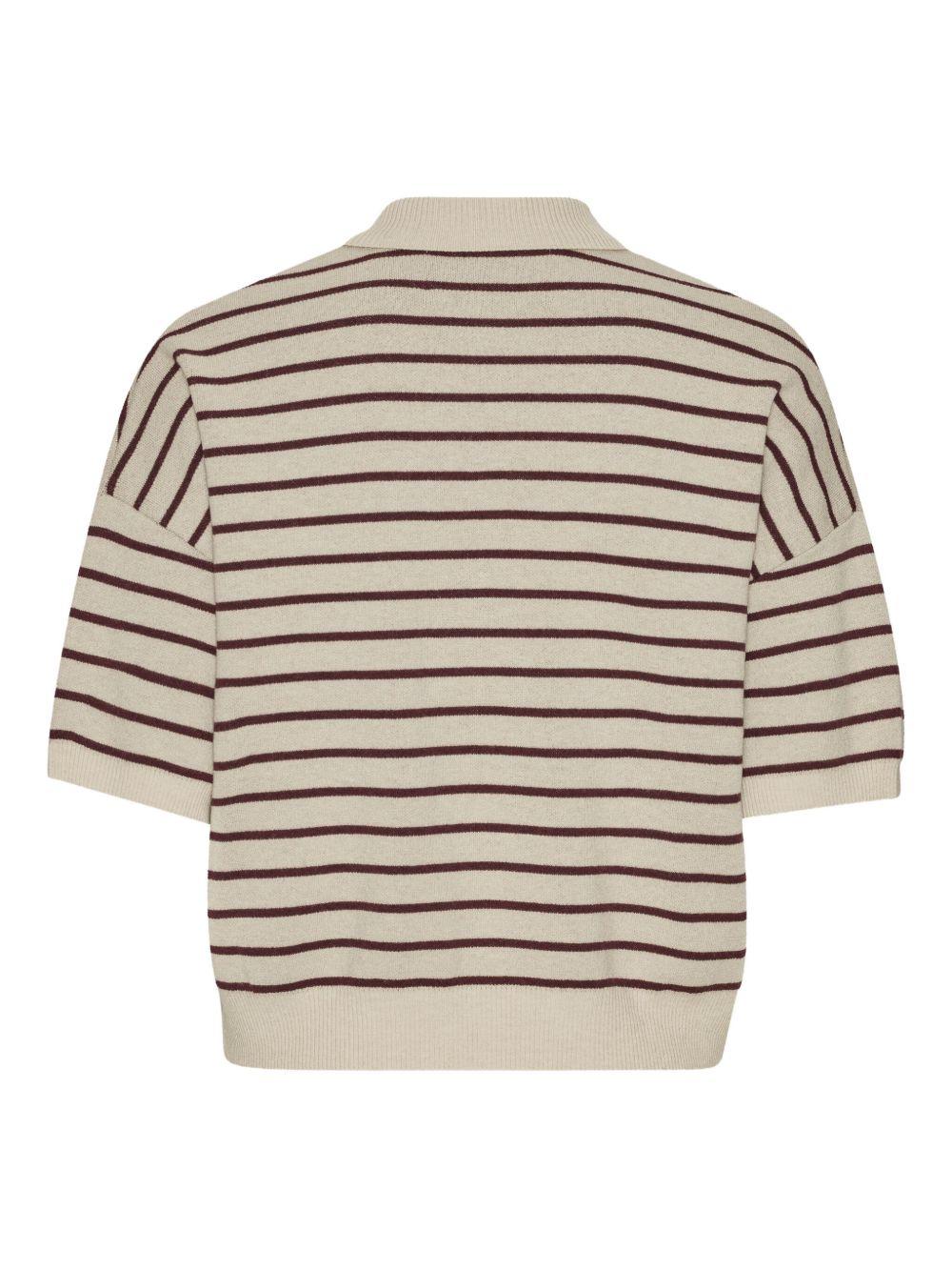 Polo con logo a righe in beige 