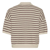 Polo con logo a righe in beige 