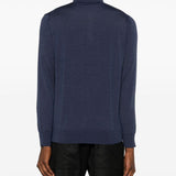 Polo a maniche lunghe in blu Caruso - uomo 