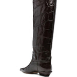 Stivali bettina con effetto pelle coccodrillo in marrone Paris texas - donna 