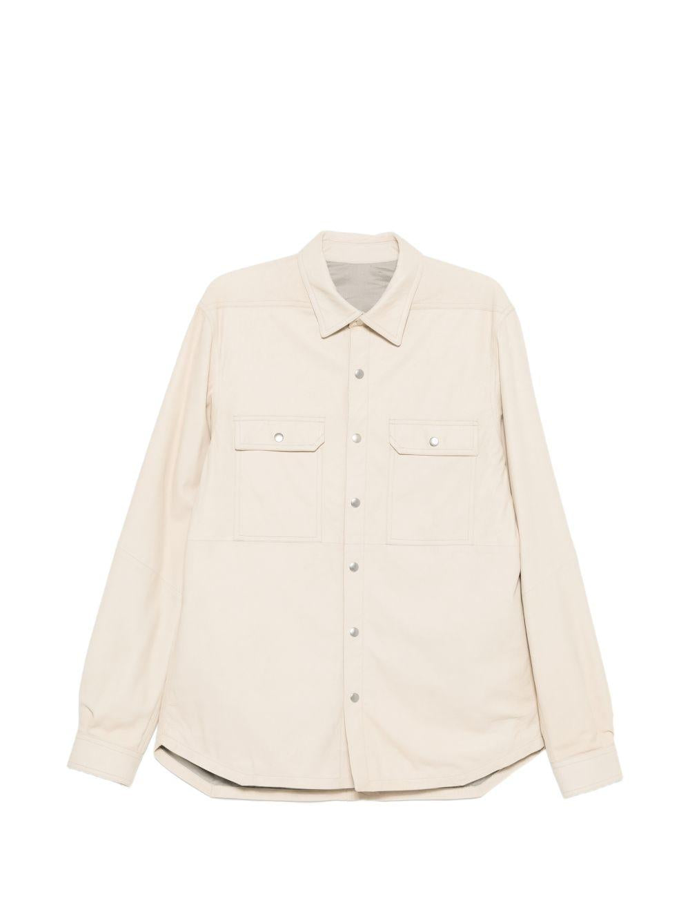 Giacca camicia con bottoni in pelle avorio Rick Owens - uomo 