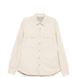 Giacca camicia con bottoni in pelle avorio Rick Owens - uomo 