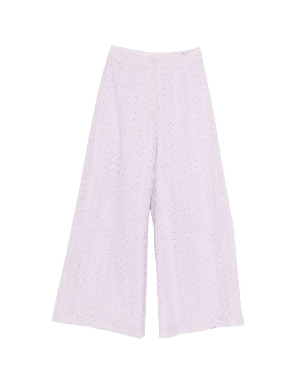 Pantaloni broderie-anglaise in viola Forte forte - donna 