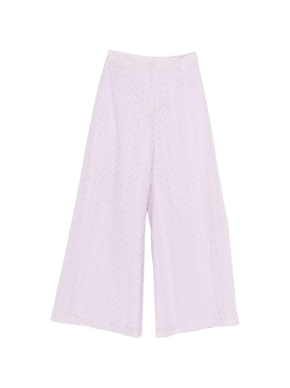 Pantaloni broderie-anglaise in viola Forte forte - donna 