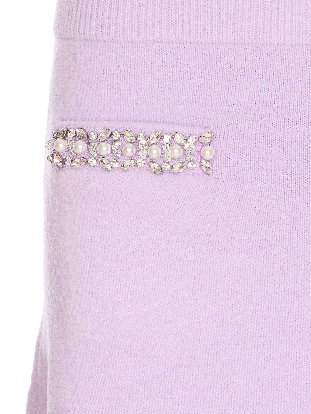 Gonna in maglia con strass in lilla Self-portrait - donna 