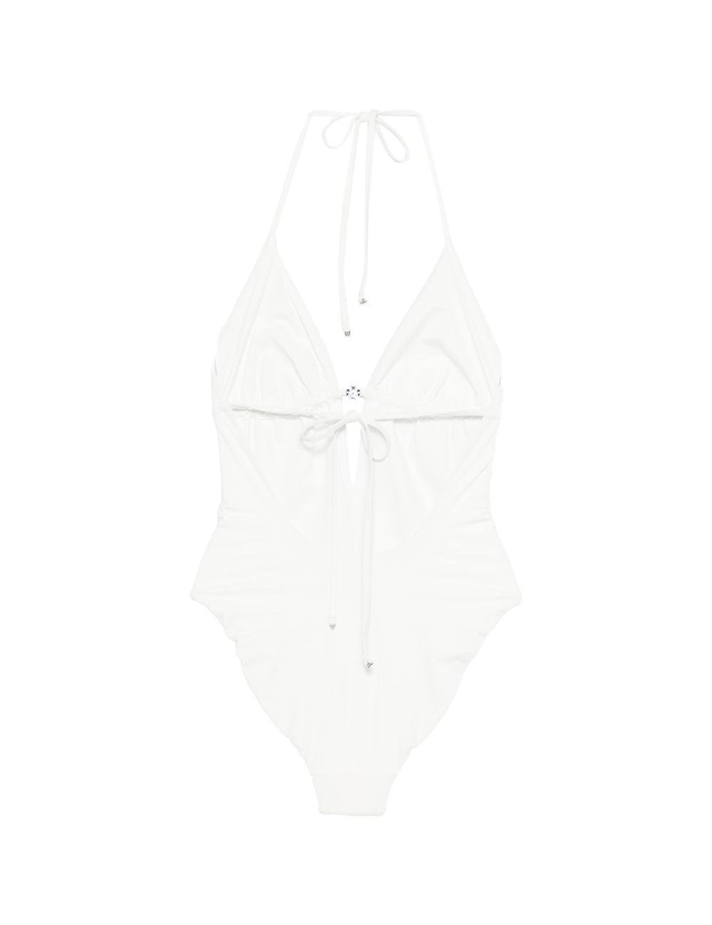 Costume da bagno con targa logo in bianco Tory burch - donna 
