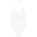 Costume da bagno con targa logo in bianco Tory burch - donna 