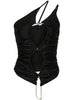 Top asimmetrico con cut-out in nero - donna