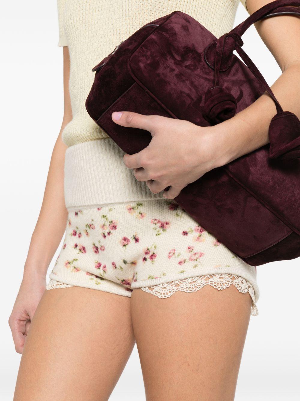 Shorts in pizzo con stampa floreale in avorio Magda butrym - donna 