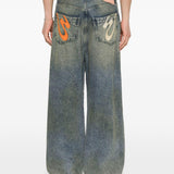 Jeans con pieghe in blu Pdf - uomo 