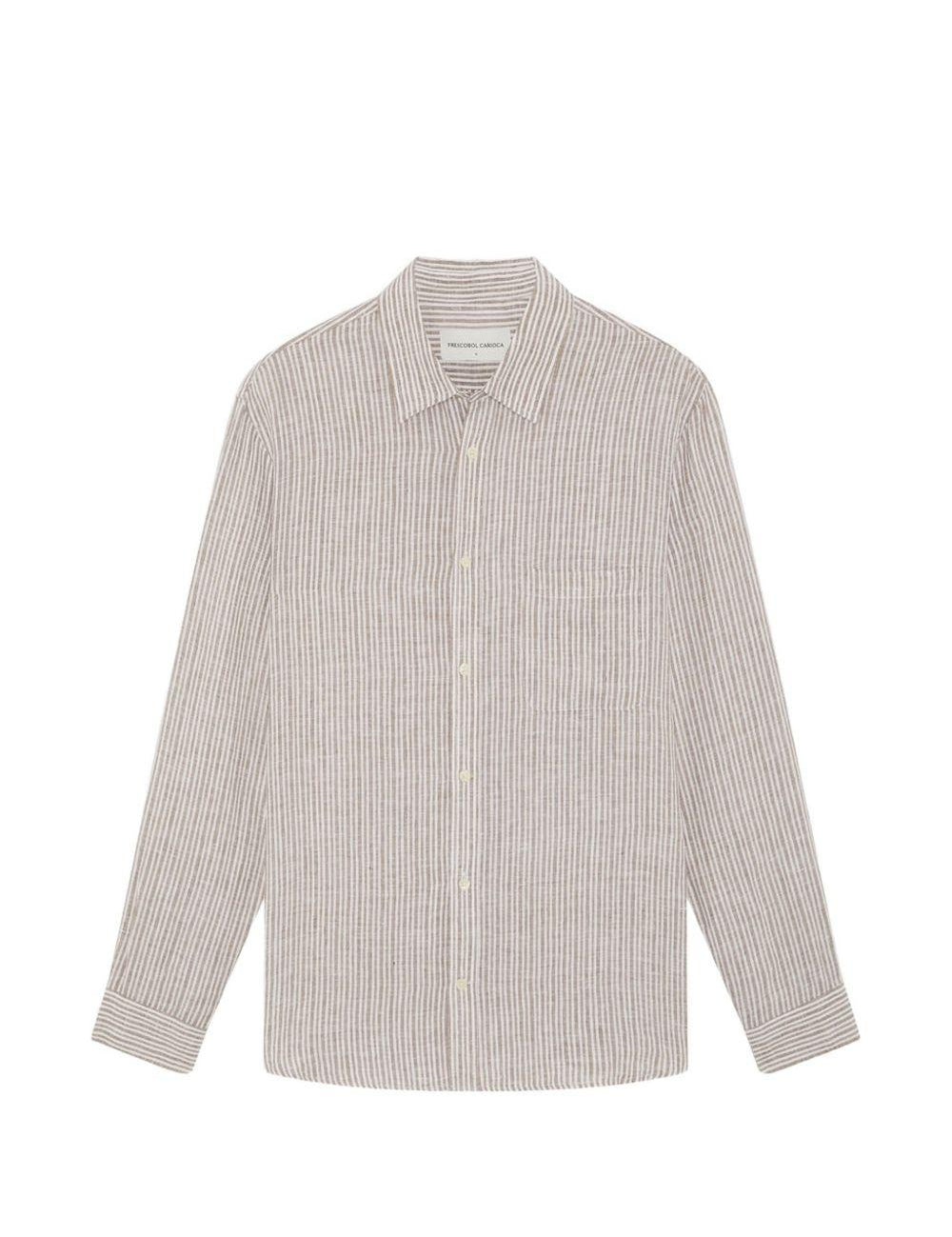 Camicia a righe in lino in beige Frescobol carioca - uomo 