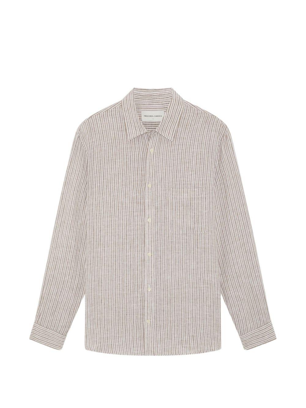 Camicia a righe in lino in beige Frescobol carioca - uomo 