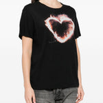 T-shirt Flaming Heart  in nero R13 - donna 