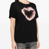 T-shirt Flaming Heart  in nero R13 - donna 