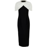 Abito midi con decorazione in nero e bianco - donna 