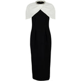 Abito midi con decorazione in nero e bianco - donna 