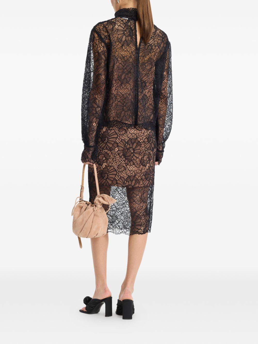 Gonna midi in pizzo in nero 