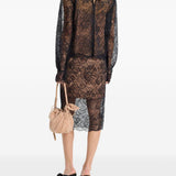 Gonna midi in pizzo in nero 