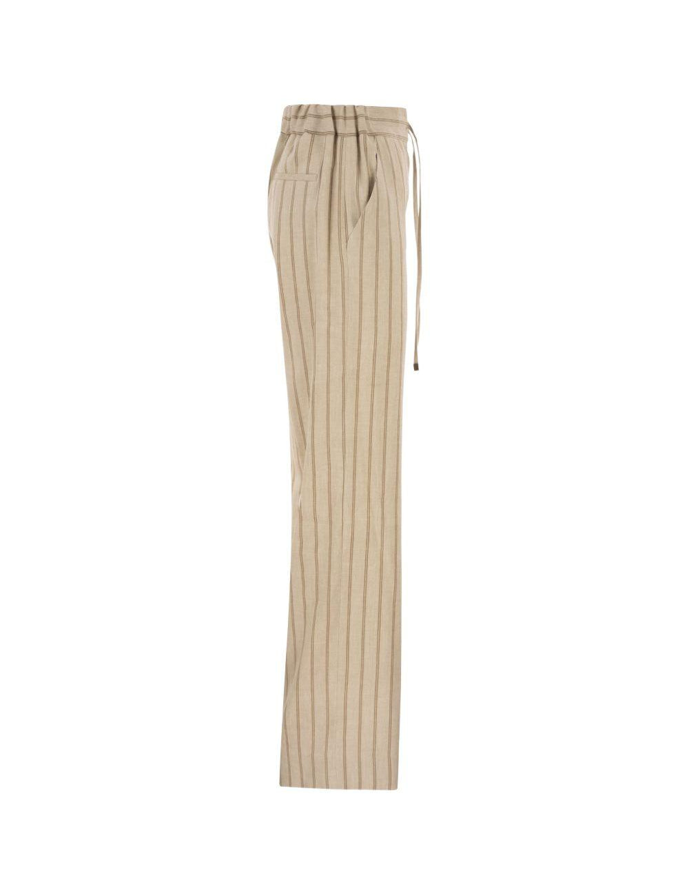 Pantaloni slim-fit a righe in beige Antonelli - donna 