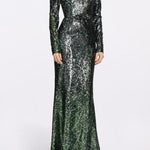 Abito lungo in misto seta con paillettes in verde Elie Saab - donna 