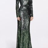 Abito lungo in misto seta con paillettes in verde Elie Saab - donna 