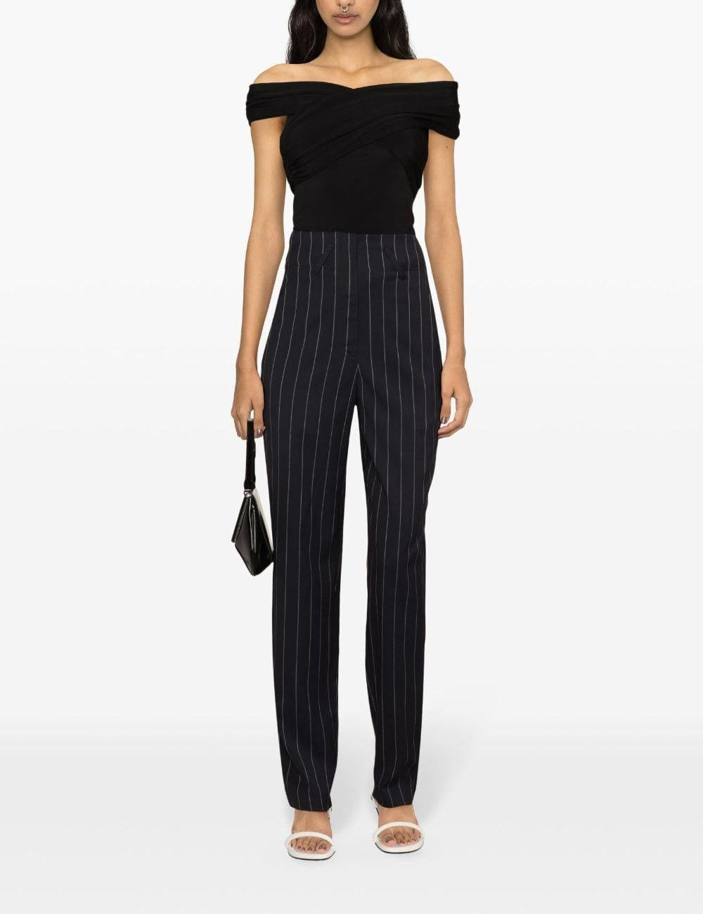 Pantaloni Horacia gessati affusolati in blu - donna 