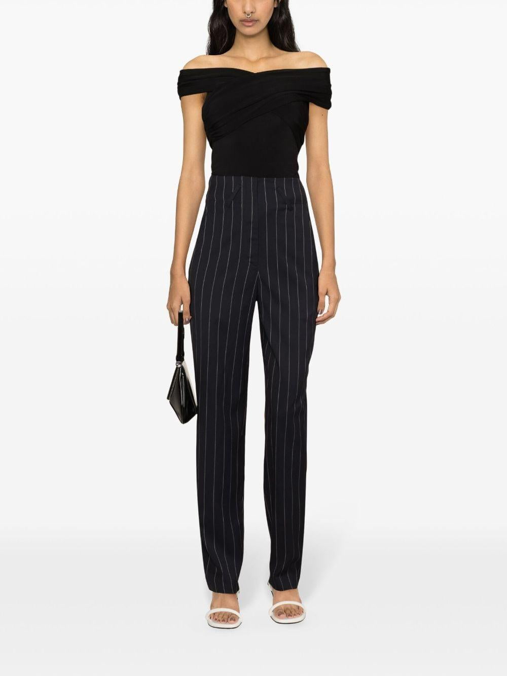Pantaloni Horacia gessati affusolati in blu - donna 