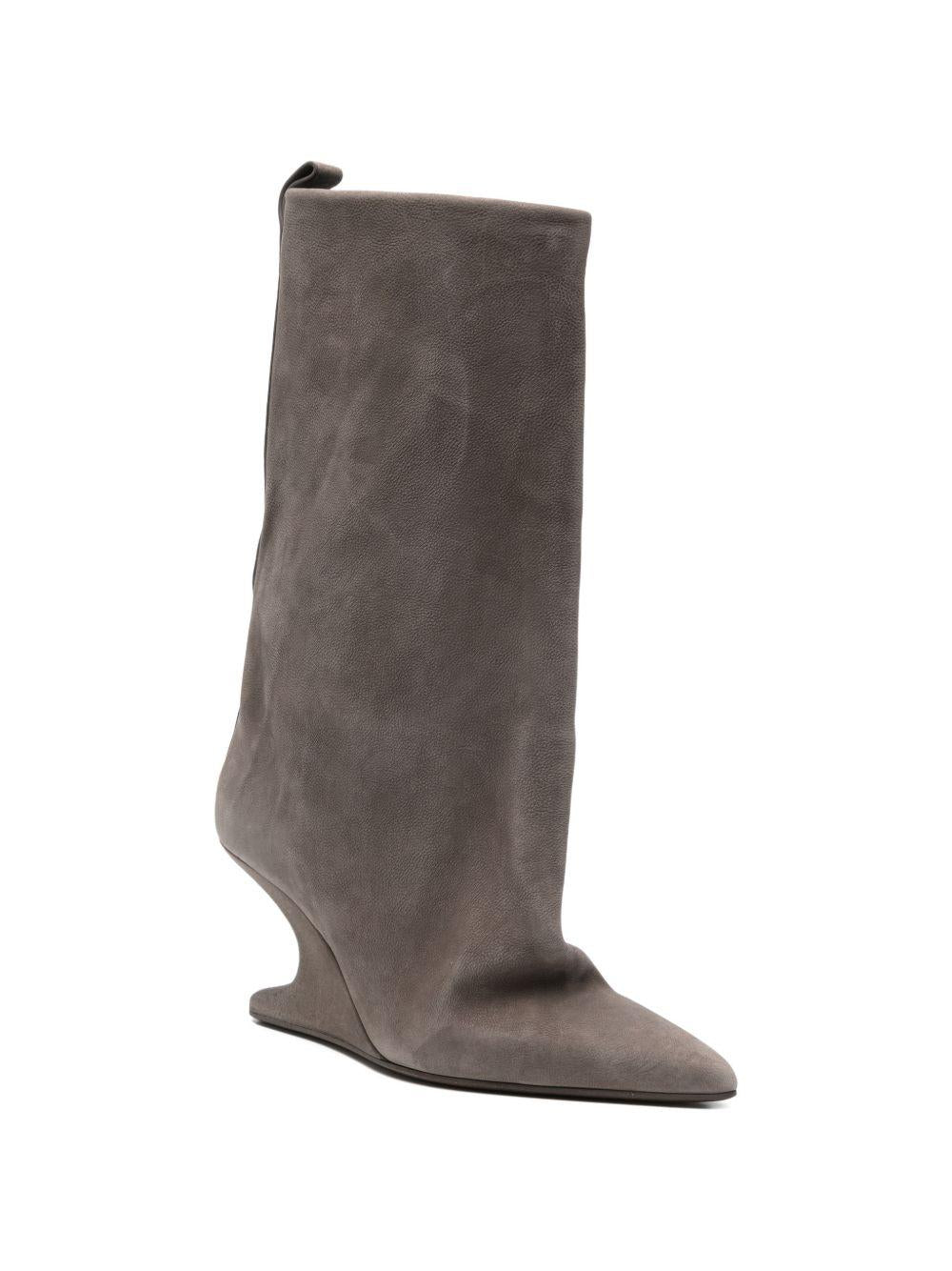 Stivali in pelle a punta in grigio Rick owens - donna 