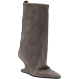 Stivali in pelle a punta in grigio Rick owens - donna 