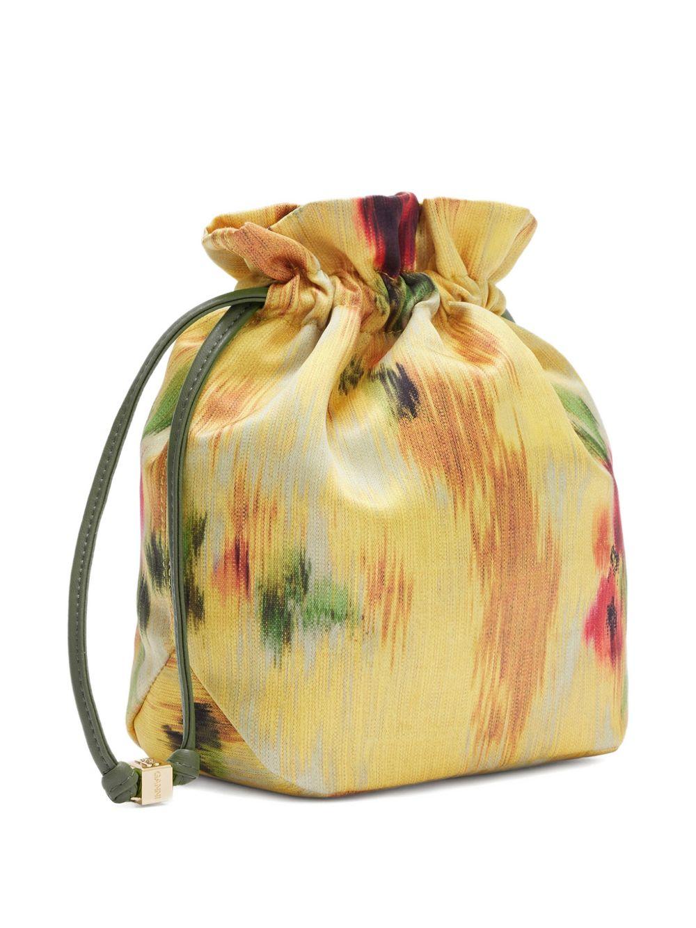 Borsa a fiori con coulisse in giallo Ganni - donna 