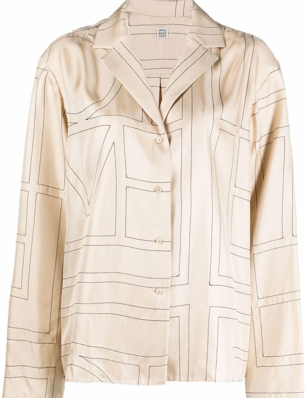 Camicia con monogramma in beige Toteme - donna 