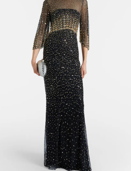 Abito lungo Kiya con decorazioni in lilla Jenny packham - donna 