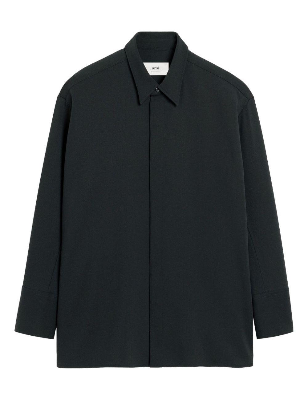 Camicia con abbottonatura nascosta in grigio scuro Ami Paris - uomo 