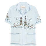 Camicia ricamata in azzurro Baziszt - uomo 