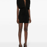 Abito mini drappeggiato in nero - donna 
